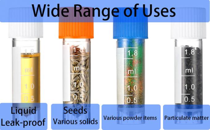 2 ml de petits flacons en plastique avec capuchon à vis Tubes d'échantillonnage Cryotubes, Matériau PP, exempt de DNase, RNase, ADN humain 1