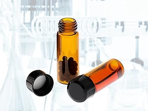 Emballage de 100 flacons en verre avec capuchon à vis phénolique noir (4 ml, transparent) Flacons en verre ambré en forme de gouttière 2
