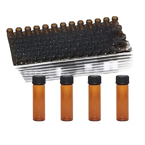 Emballage de 100 flacons en verre avec capuchon à vis phénolique noir (4 ml, transparent) Flacons en verre ambré en forme de gouttière 5