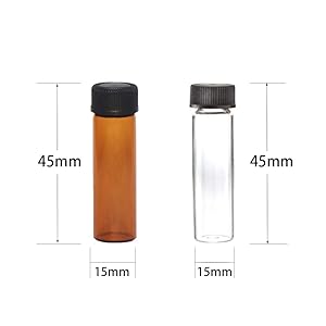 Emballage de 100 flacons en verre avec capuchon à vis phénolique noir (4 ml, transparent) Flacons en verre ambré en forme de gouttière 11