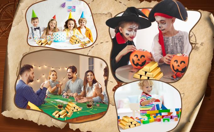 Des barres d'or une fausse boîte cadeau pour une fête d'Halloween 2