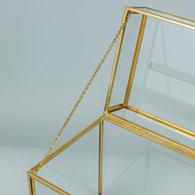 Bo&icirc;te de cartes de mariage en verre avec fente, bo&icirc;te de cartes transparente Bo&icirc;te de stockage de cartes-cadeaux en laiton or Parfaite pour les r&eacute;ceptions de mariage 9