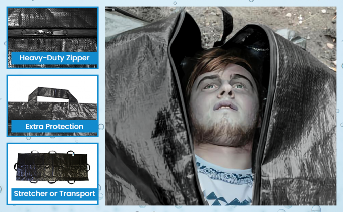 Combo de poches pour le corps avec 8 poignées latérales et fermeture à glissière centrale, sacs imperméables pour le camping en plein air 5