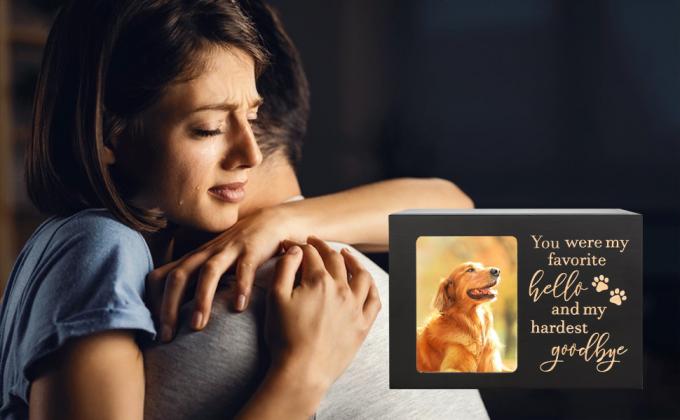 Urnes commémoratives pour animaux de compagnie pour cendres de chiens ou de chats, urnes de crémation funéraire en bois avec cadre photo, souvenir commémoratif 4