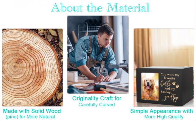 Urnes commémoratives pour animaux de compagnie pour cendres de chiens ou de chats, urnes de crémation funéraire en bois avec cadre photo, souvenir commémoratif 3