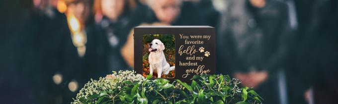 Urnes commémoratives pour animaux de compagnie pour cendres de chiens ou de chats, urnes de crémation funéraire en bois avec cadre photo, souvenir commémoratif 5