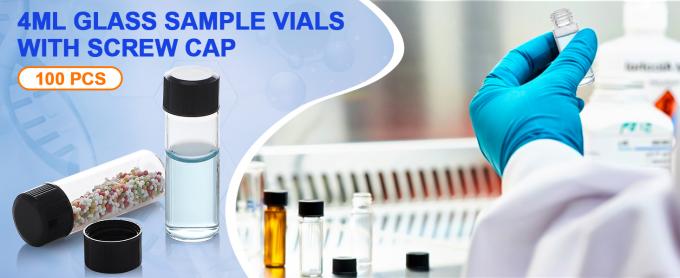 Flacons en verre avec capuchon à vis, flacons d'échantillons liquides clairs, flacons de laboratoire/de voyage pour l' huile essentielle, parfum 0