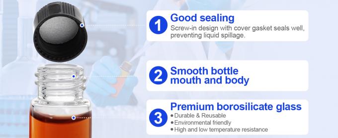 Flacons en verre avec capuchon à vis, flacons d'échantillons liquides clairs, flacons de laboratoire/de voyage pour l' huile essentielle, parfum 2