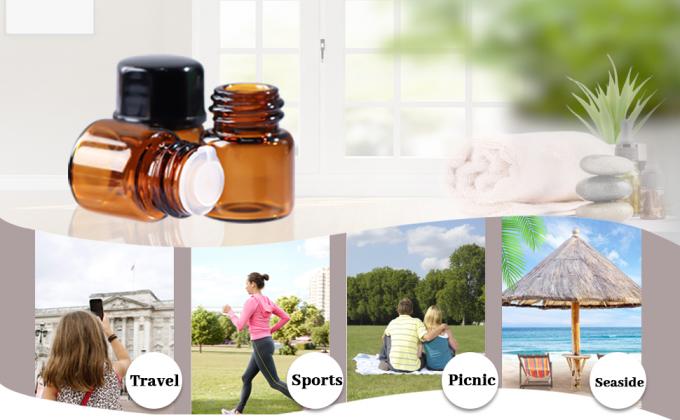 Bouteilles d'&eacute;chantillons en verre d'huiles essentielles avec capuchon noir pour les huiles essentielles, les parfums et les produits chimiques de laboratoire 3