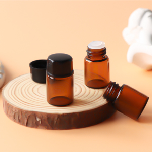 Bouteilles d'&eacute;chantillons en verre d'huiles essentielles avec capuchon noir pour les huiles essentielles, les parfums et les produits chimiques de laboratoire 4