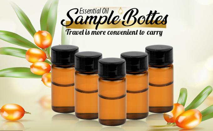 Bouteilles d'huile pour les huiles essentielles, 36 pcs 2 ml (5/8 Dram) Bouteilles en verre ambre, réducteurs d'orifice et capuchons noirs 0