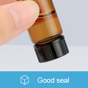 Bouteilles d'huile pour les huiles essentielles, 36 pcs 2 ml (5/8 Dram) Bouteilles en verre ambre, réducteurs d'orifice et capuchons noirs 2