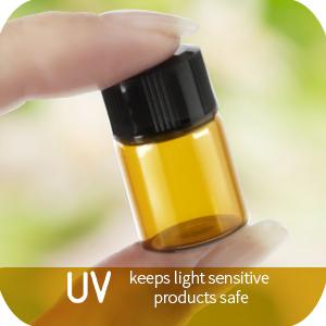 Bouteilles d'huile pour les huiles essentielles, 36 pcs 2 ml (5/8 Dram) Bouteilles en verre ambre, réducteurs d'orifice et capuchons noirs 7