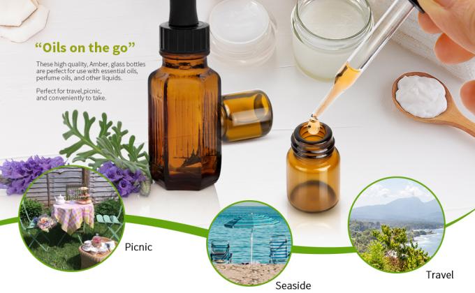 Bouteilles d'huile pour les huiles essentielles, 36 pcs 2 ml (5/8 Dram) Bouteilles en verre ambre, réducteurs d'orifice et capuchons noirs 6