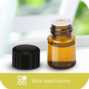 Bouteilles d'huile pour les huiles essentielles, 36 pcs 2 ml (5/8 Dram) Bouteilles en verre ambre, réducteurs d'orifice et capuchons noirs 9