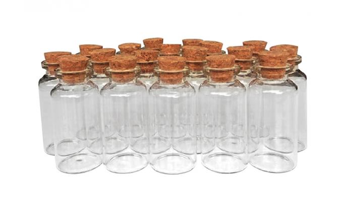 Bouteilles en verre mini-bouteilles en verre transparent Bouteilles en verre Favor Jars, Bouteilles de 100 ml avec couvercle en liège, Mini-Jars 0