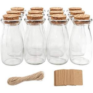 Bouteilles en verre mini-bouteilles en verre transparent Bouteilles en verre Favor Jars, Bouteilles de 100 ml avec couvercle en liège, Mini-Jars 3