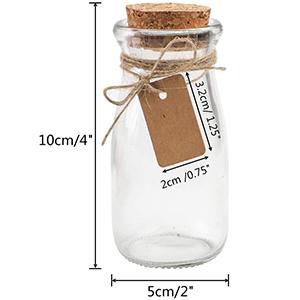 Bouteilles en verre mini-bouteilles en verre transparent Bouteilles en verre Favor Jars, Bouteilles de 100 ml avec couvercle en liège, Mini-Jars 4