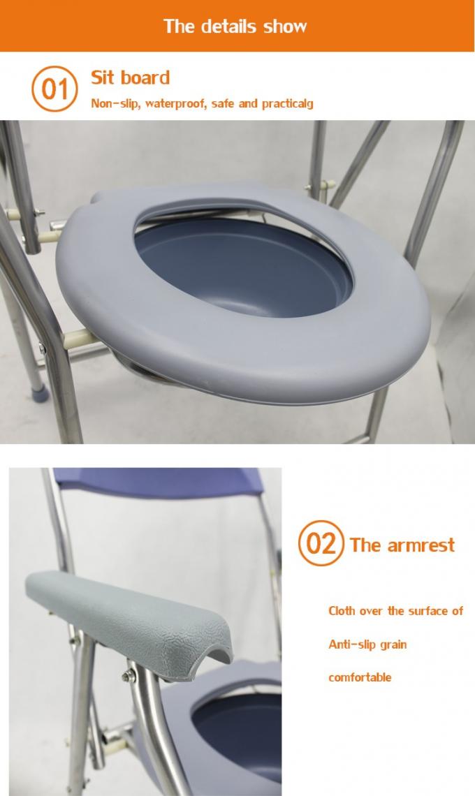 Chaise commode pliante légère avec charge supérieure facilement amovible, fauteuil commode, toilette portable 5