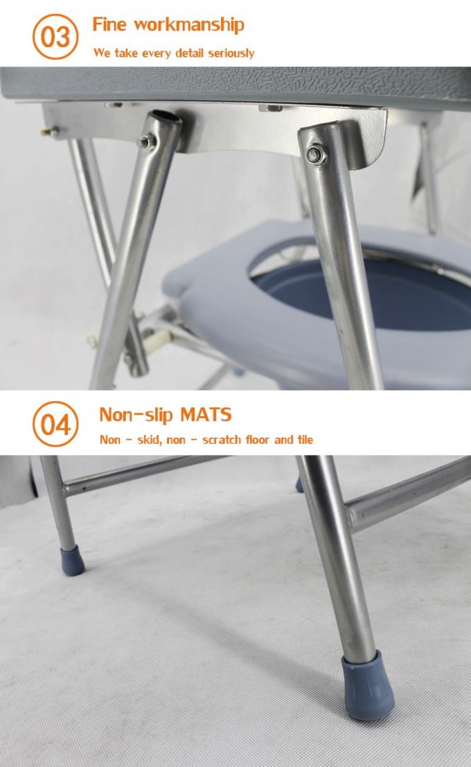Chaise commode pliante légère avec charge supérieure facilement amovible, fauteuil commode, toilette portable 6