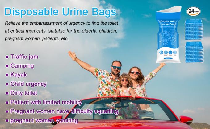 Sacs d'urine, sacs d'urine pour camping, sacs d'urine jetables, sacs d'urine de voyage, toilettes d'urgence portable pour les embouteillages 0