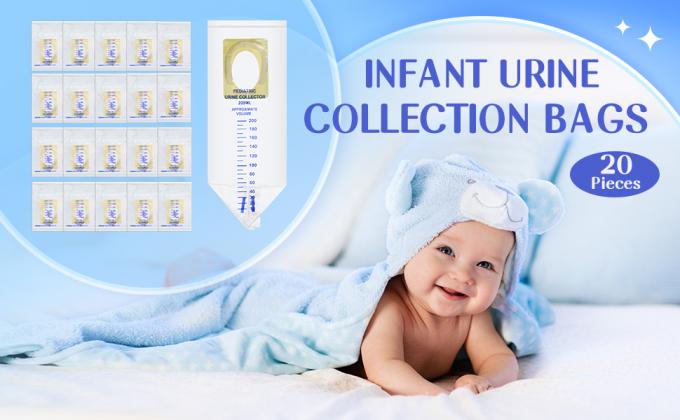 Sacs d'urine p&eacute;diatriques Collecteurs de sacs d'urine clairs Sacoche de capteur d'urine individuellement Sacs d'urine jetables Collecteurs d'urine p&eacute;diatriques 0