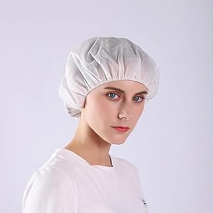 Coupe bleue jetable non tissée bouffant casquettes cheveux filet manches de cheveux avec bande de côté pivotante, unisexe, parfait pour dormir 5