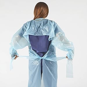Vêtements en plastique, Vêtements CPE, Polyéthylène, Niveau 1, Vêtements isolants jetables, non chirurgicaux, bleus, protecteurs 1