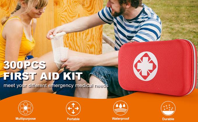 fournitures médicales d'urgence de traumatisme boîte imperméable rouge emballée, parfait pour la voiture 0