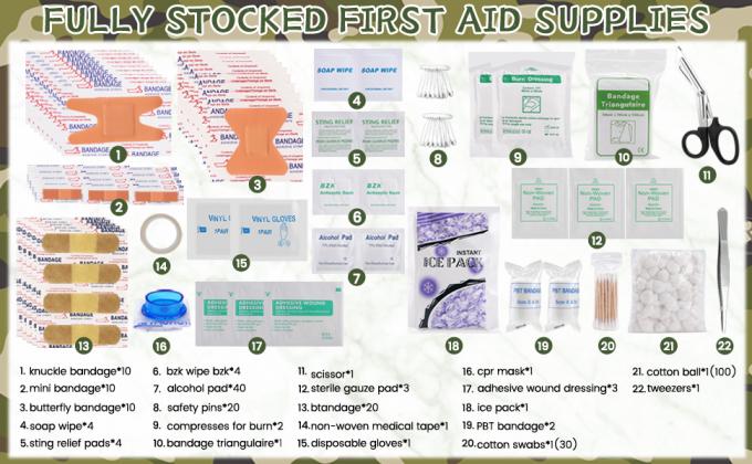 Kit de premiers soins de survie, sacoche médicale Molle équipement de survie d'urgence en plein air et équipement pour la randonnée Camping Hunt 2