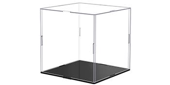 Casse d'affichage acrylique transparente, boîte d'affichage auto-assemblable avec base acrylique noire, boîte de comptoir Cube Organizer Stand Riser 1