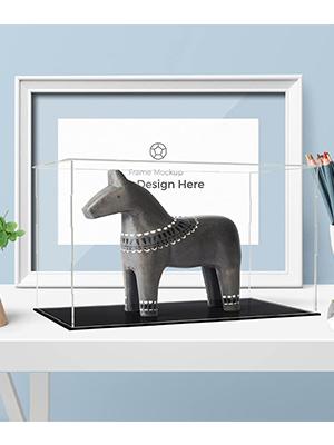 Casse d'affichage acrylique transparente, boîte d'affichage auto-assemblable avec base acrylique noire, boîte de comptoir Cube Organizer Stand Riser 0