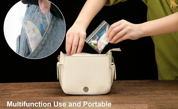 Sacs à pilules - (4" x 2,75") épaisseur est de 6 Mil, sac de pilules en plastique portable contenant des vitamines, des suppléments, des médicaments 4