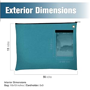 Teal. Un sac de transport. Un grand sac fermeture à glissière avec un grommet. Utiliser avec un cadenas ou une cravate fermeture à glissière pour la sécurité. Un sac de courrier interoffice. 3
