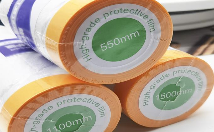 Tape et drapeau, film de masquage pr&eacute;-coll&eacute;, papier de masquage, peinture, rouleau de papier protecteur adh&eacute;sif pour couvrir les jupes 1