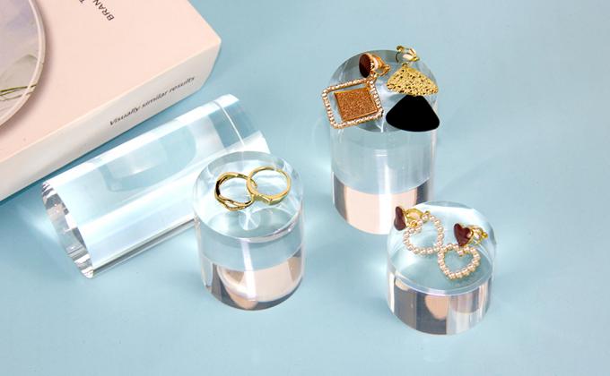 Cylindre acrylique cube photo ronde accessoires, blocs d'affichage acrylique solide transparent pour la photographie bijoux de boutique 1