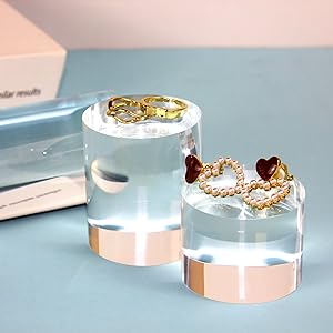 Cylindre acrylique cube photo ronde accessoires, blocs d'affichage acrylique solide transparent pour la photographie bijoux de boutique 8