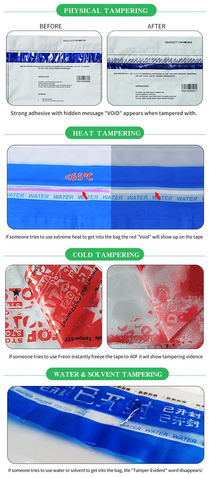 Sac d'évidence de température, Sac avec ruban de sécurité, Sac à preuves, Sacs de sécurité en plastique d'examen, Sacs de sécurité pour l'expédition et le transit en papier avec témoin d'effraction 2