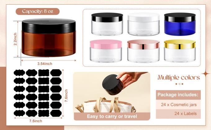 Plastic Jar Container With Lid And Label Refillable Empty Round Clear PET Cosmetic Sample Containers For Lotion, Cream, Ointments, Body Butter, Makeup, Travel Storage 1