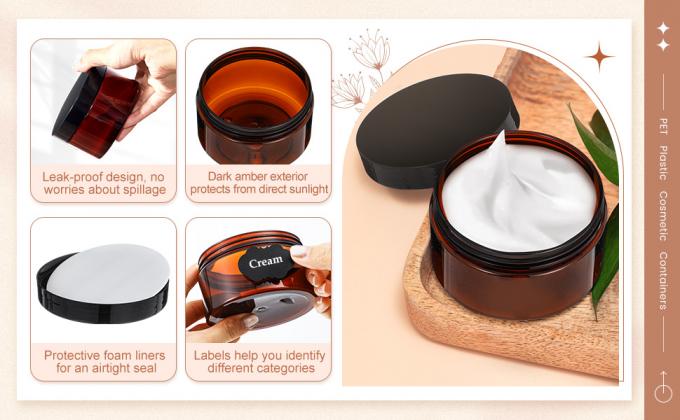 Plastic Jar Container With Lid And Label Refillable Empty Round Clear PET Cosmetic Sample Containers For Lotion, Cream, Ointments, Body Butter, Makeup, Travel Storage 2