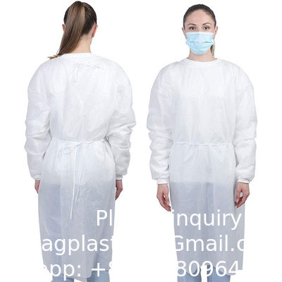 qualité  Manufacturer Non Woven Medical Protective Elastic Knitted Cuffs PP+PE Hospital Gowns Disposable Isolation usine