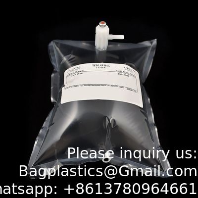 Sac d'échantillonnage de gaz Tedlar PVF 0,5 L 1 L 3 L - Paquet de 10 - Sac d'échantillonnage d'air - Polypropylène/Acier inoxydable/Raccord PTFE