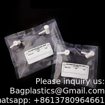 Sac d'échantillonnage de gaz Tedlar PVF 0,5 L 1 L 3 L - Paquet de 10 - Sac d'échantillonnage d'air - Polypropylène/Acier inoxydable/Raccord PTFE