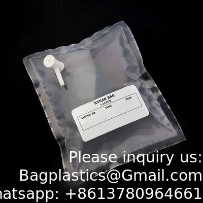 Sac d'échantillonnage de gaz Tedlar PVF 0,5 L 1 L 3 L - Paquet de 10 - Sac d'échantillonnage d'air - Polypropylène/Acier inoxydable/Raccord PTFE