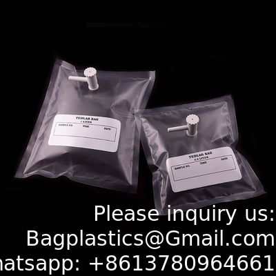 Sac d'échantillonnage de gaz Tedlar PVF 0,5 L 1 L 3 L - Paquet de 10 - Sac d'échantillonnage d'air - Polypropylène/Acier inoxydable/Raccord PTFE