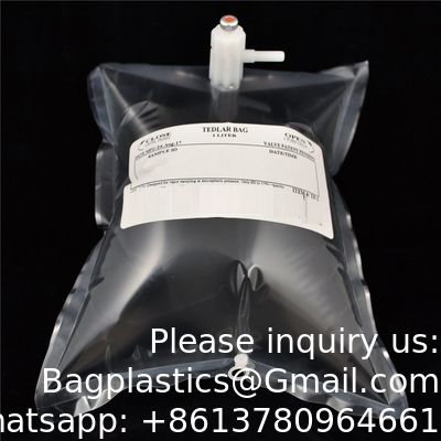 Sac d'échantillonnage de gaz Tedlar PVF 0,5 L 1 L 3 L - Paquet de 10 - Sac d'échantillonnage d'air - Polypropylène/Acier inoxydable/Raccord PTFE