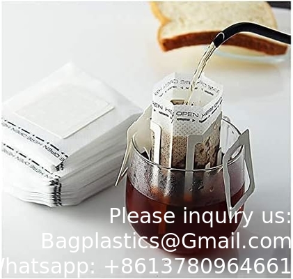 Non sachets filtre d'égouttement de textile tissé de thé portatif jetable de café sachet filtre de café d'égouttement accrochant de filtres et de accrocher oreille