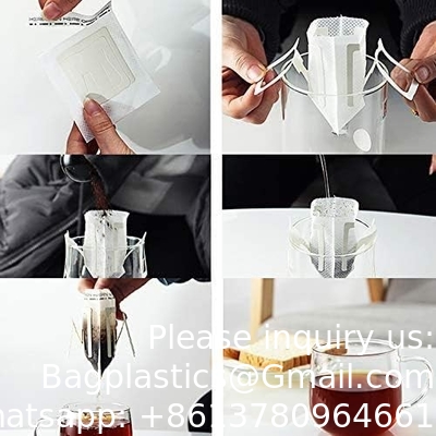 Non sachets filtre d'égouttement de textile tissé de thé portatif jetable de café sachet filtre de café d'égouttement accrochant de filtres et de accrocher oreille