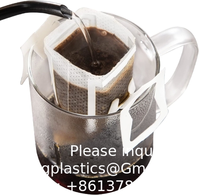 Non sachets filtre d'égouttement de textile tissé de thé portatif jetable de café sachet filtre de café d'égouttement accrochant de filtres et de accrocher oreille