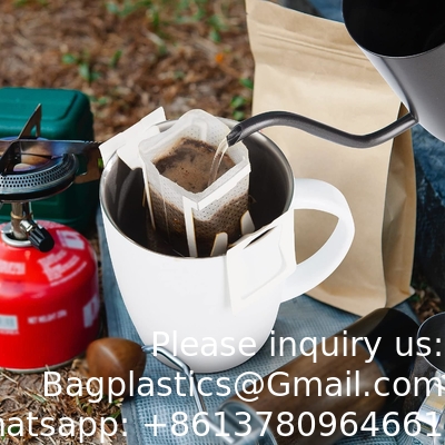 Non sachets filtre d'égouttement de textile tissé de thé portatif jetable de café sachet filtre de café d'égouttement accrochant de filtres et de accrocher oreille